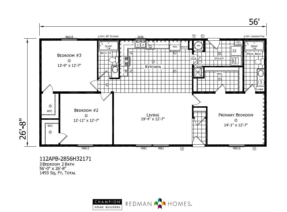 Redman 28' Double-wide Floorplans - Marysville Farms